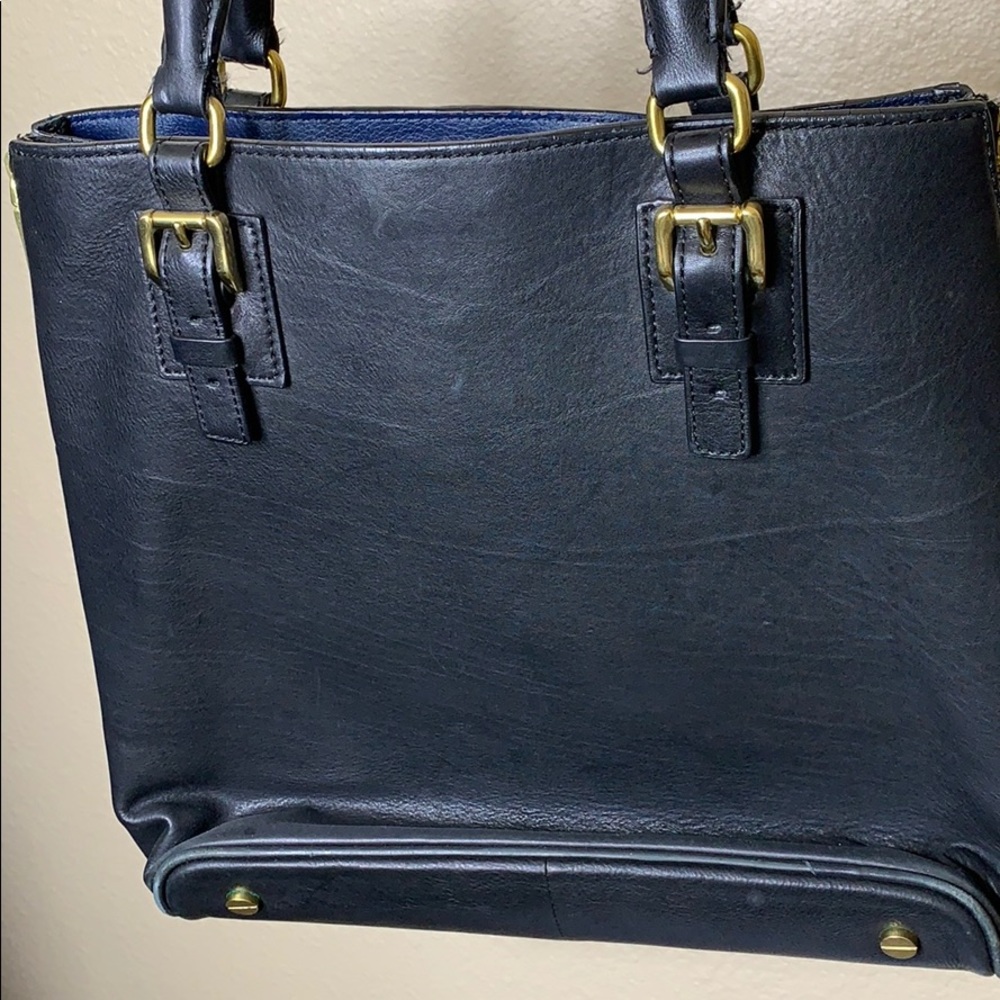JCrew Black & Blue Leather Bag - Picture 4 of 8